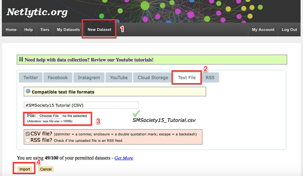 Netlytic-SMStutorial-Textimport